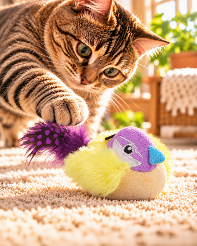 Игрушка для кошек "Птичка со звуком", Pet Club, 10 см, в ассортименте