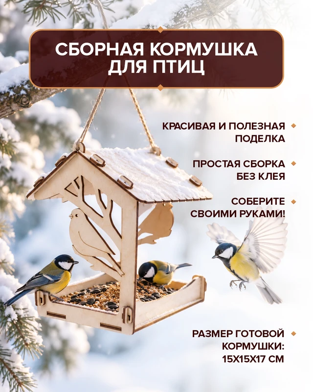 Кормушка для птиц сборная, в ассортименте