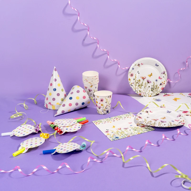 Тарелки бумажные праздничные, PARTY, 18 см, 8 шт., в ассортименте