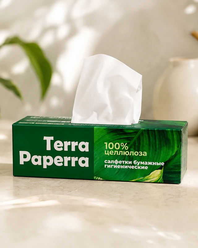 Салфетки бумажные гигиенические, TERRA PAPERRA, 2 слоя, 100 штук