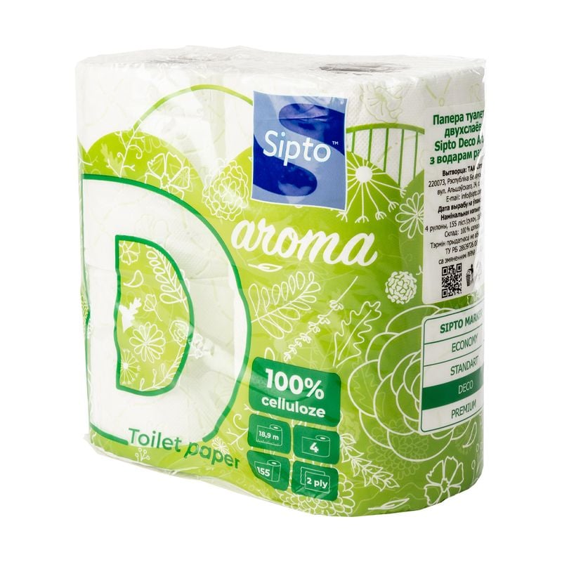 Туалетная бумага "Deco Aroma", Sipto, 2 слоя, 4 рулона, в ассортименте