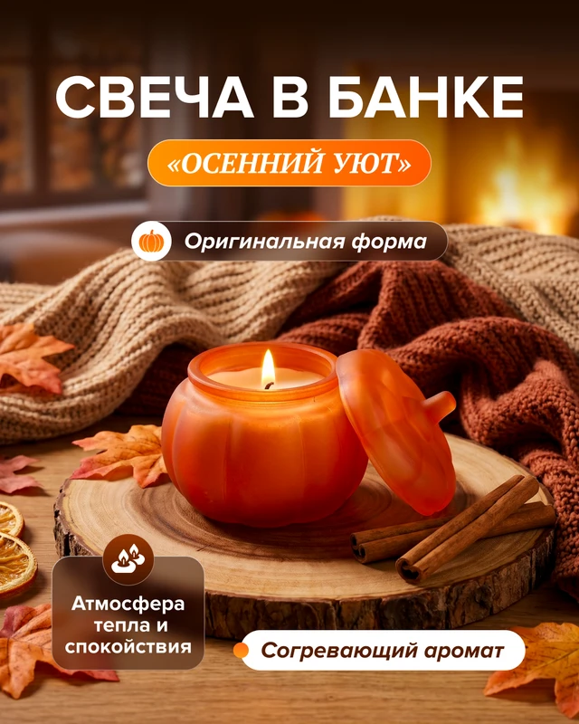 Свеча в банке "Осенний Уют", в ассортименте