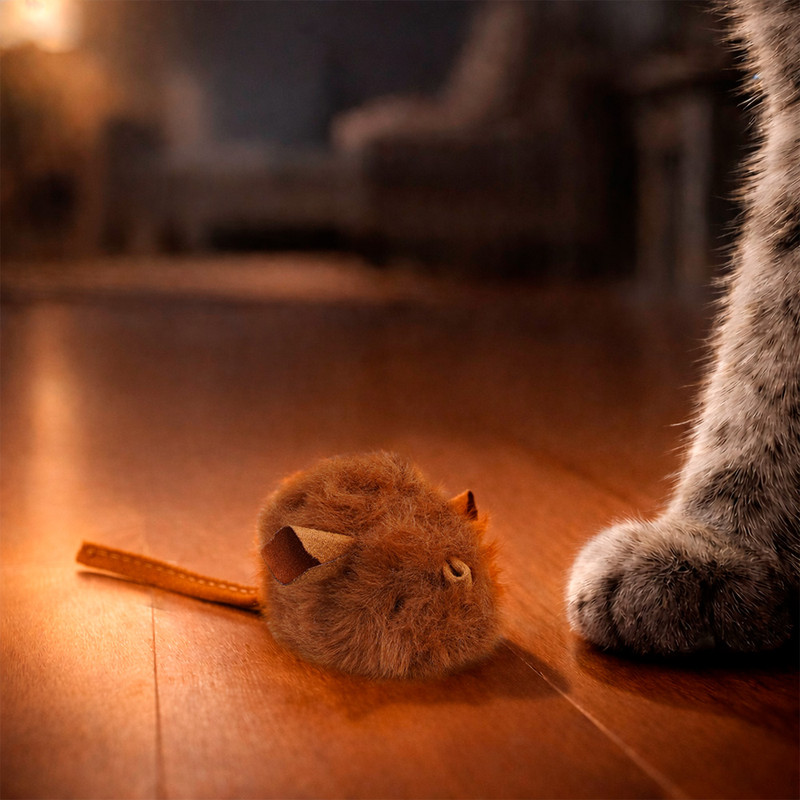 Игрушка для кошек "Мышка со звуком", Pet Club, 14х4 см, в ассортименте