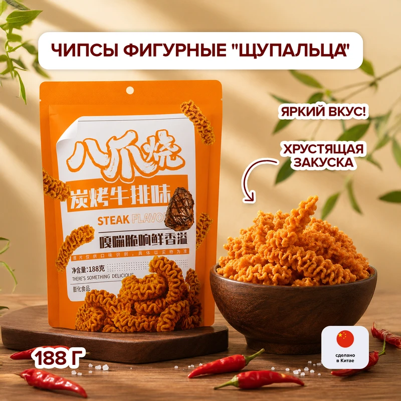 Чипсы фигурные "Щупальца", 188 г, в ассортименте