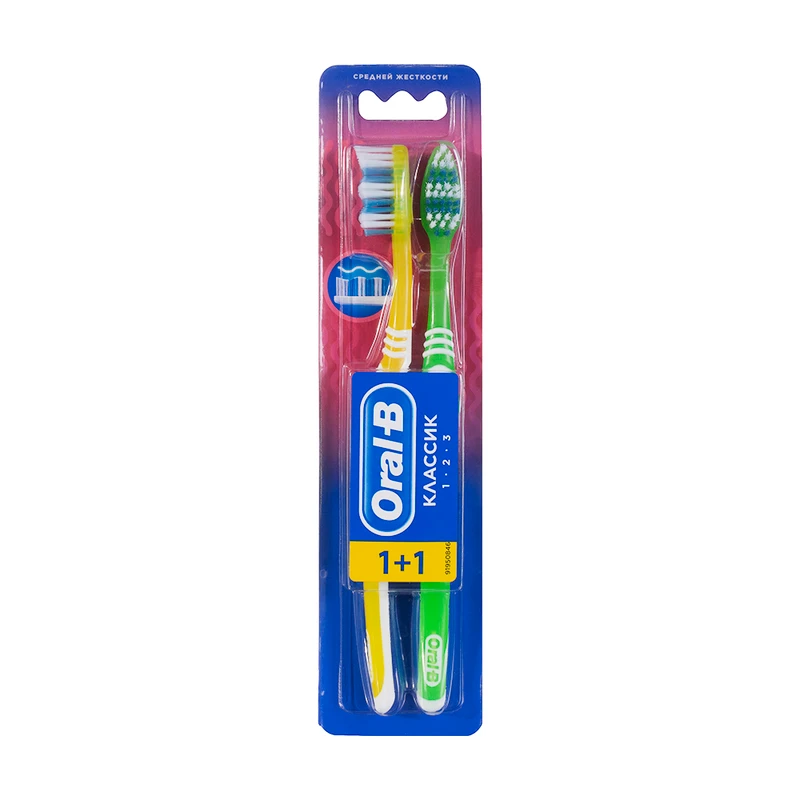 Зубная щётка "Классик", Oral-B, средней жёсткости, 2 шт., в ассортименте