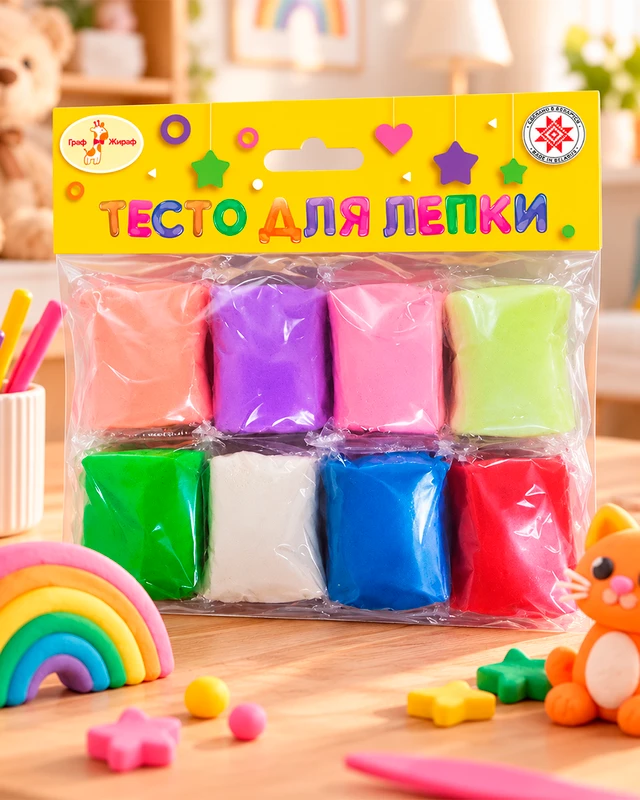 Набор "Тесто для лепки", Граф Жираф, 8 цветов