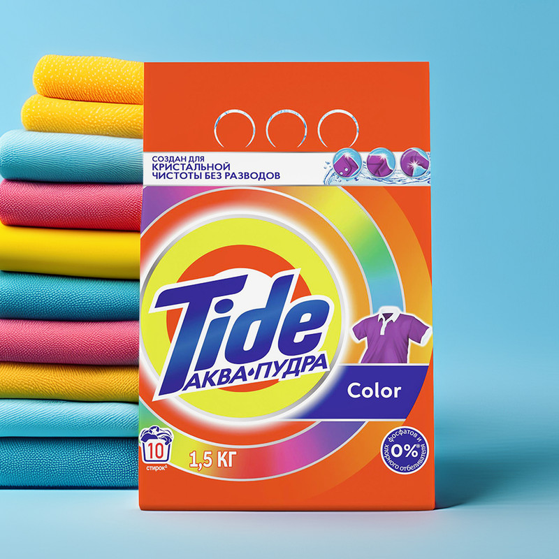 Стиральный порошок "Аквапудра Color", Tide, 1,5 кг