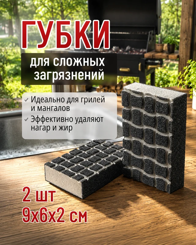 Губки для сложных загрязнений, BonHome, 2 шт., в ассортименте