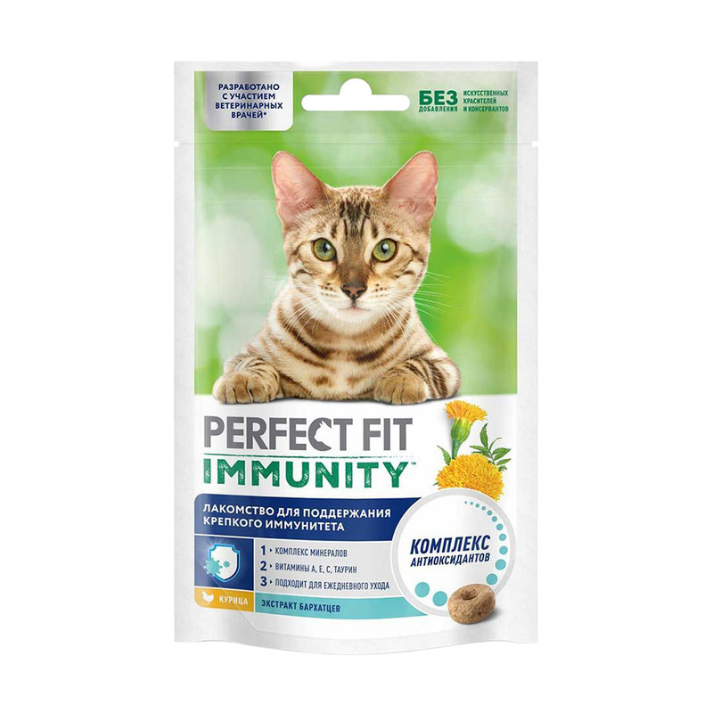 Лакомство для кошек "Иммунитет", Perfect Fit, с курицей, 50 г