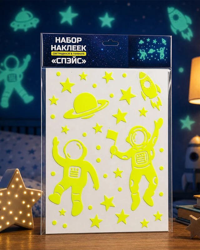 Набор наклеек, светящихся в темноте, в ассортименте
