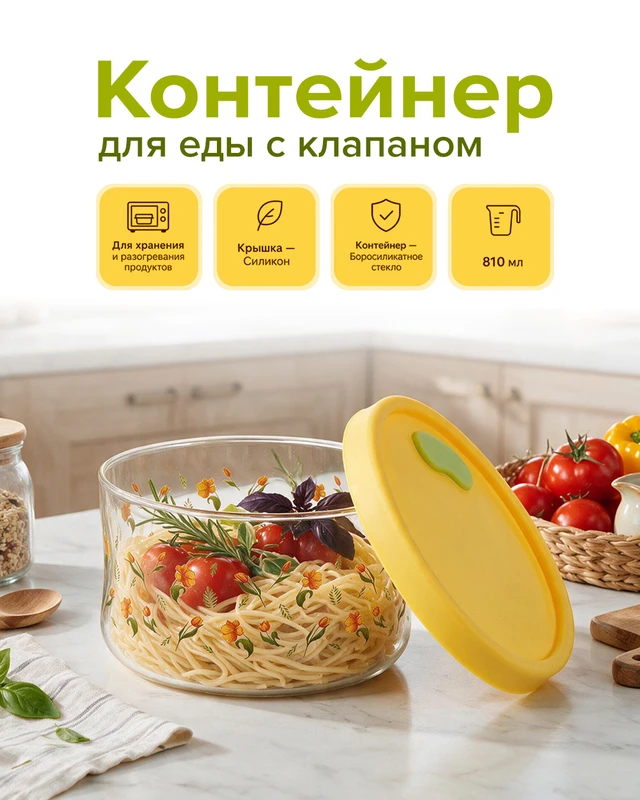 Контейнер для еды с клапаном, O'Kitchen, 810 мл