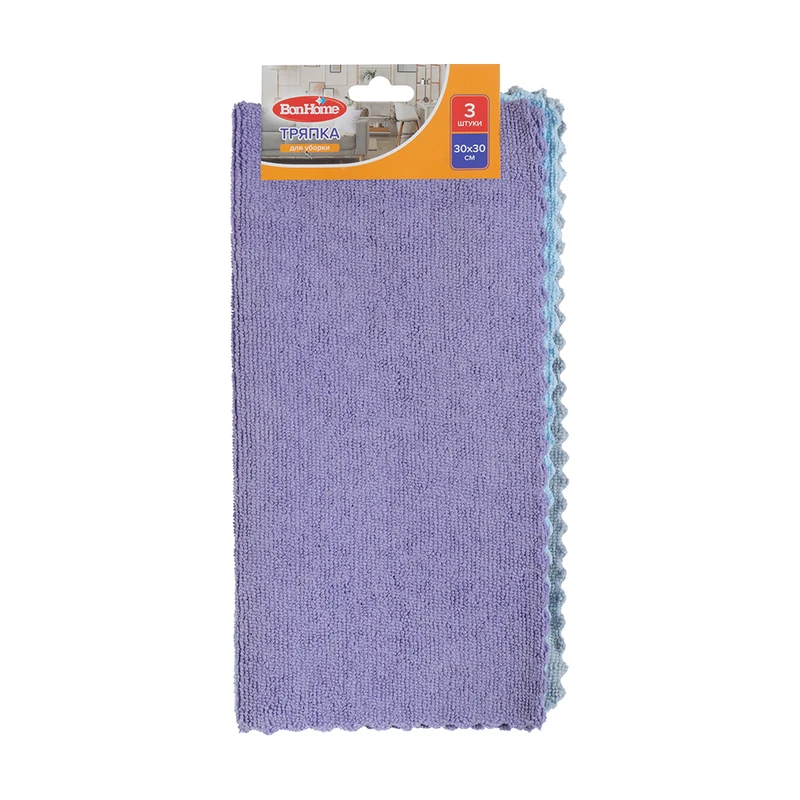 Тряпка для уборки, BonHome, 30х30 см, 3 шт., в ассортименте