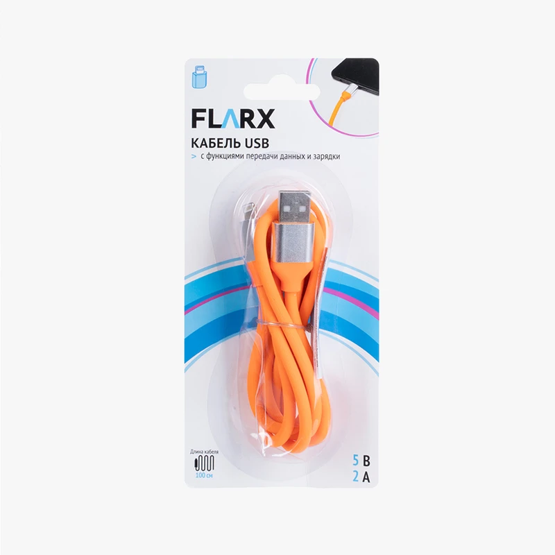 Кабель USB, FLARX, 100 см, в ассортименте