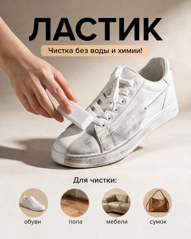Ластик для чистки обуви, Happy Foot, 7 см