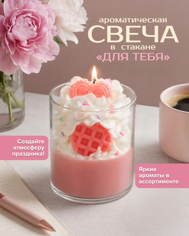 Ароматическая свеча в стакане "Для тебя", в ассортименте