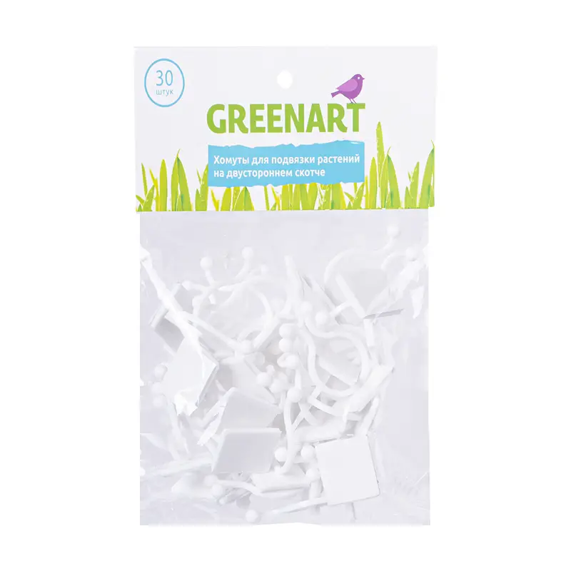 Хомуты для подвязки растений на двустороннем скотче, GreenArt, 30 шт., в ассортименте