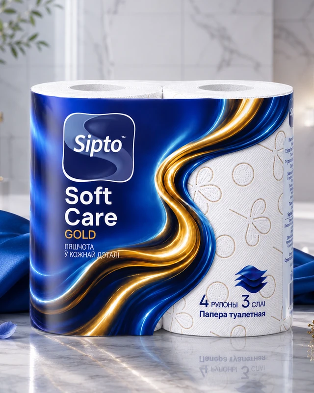 Туалетная бумага, Sipto Soft Care, 3 слоя, 4 рулона, в ассортименте