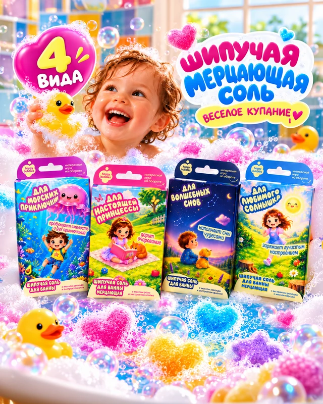 Детская соль для ванны "happy bubbles", Fito Cosmetic, 100 г, в ассортименте