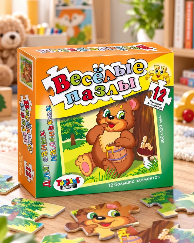 Пазл "Весёлые пазлы", TOPGAME, 12 элементов, в ассортименте