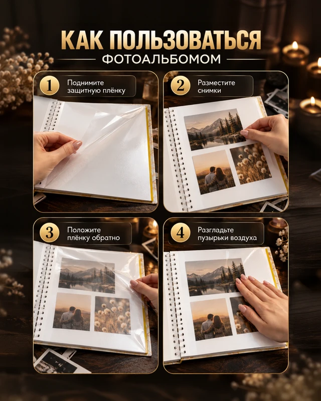 Фотоальбом с самоклеящимися листами, 20 листов, в ассортименте