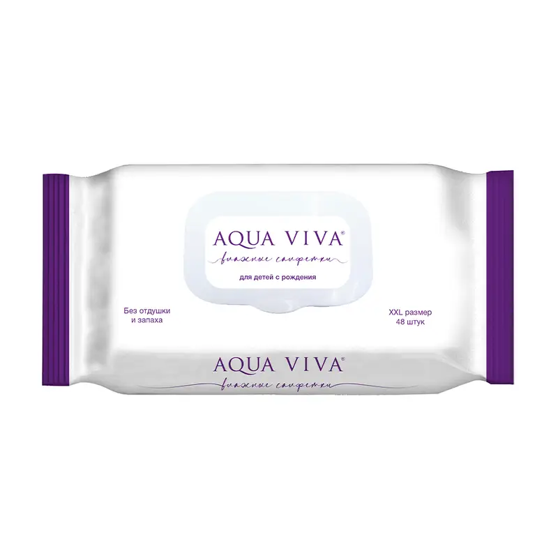 Влажные салфетки для детей, AQUA VIVA, 48 шт.