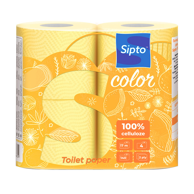 Туалетная бумага, Sipto, 2 слоя, 4 рулона, в ассортименте