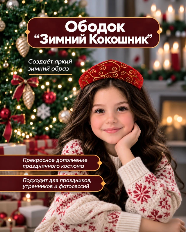 Ободок "Зимний Кокошник", в ассортименте