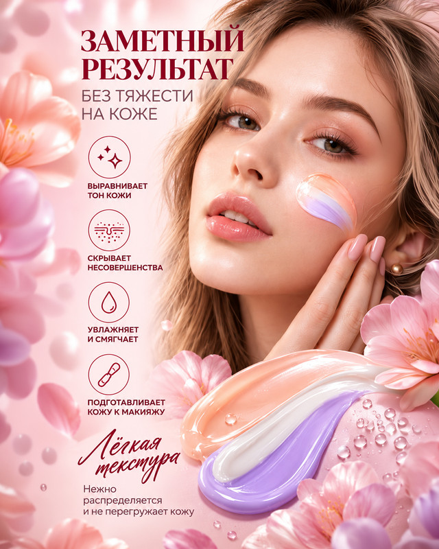 Крем-праймер трёхцветный, SADOER, 30 г
