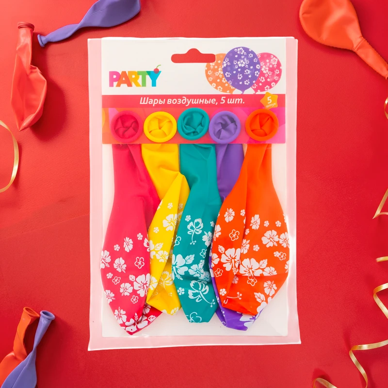 Шары воздушные, Party, 5 шт., в ассортименте