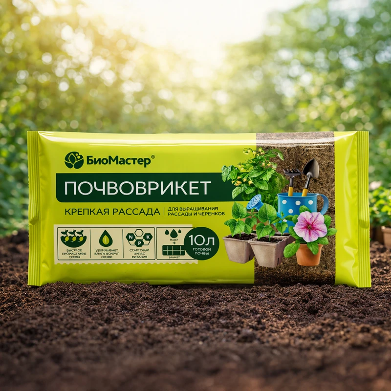 Почвобрикет "Крепкая рассада", БиоМастер, 10 л
