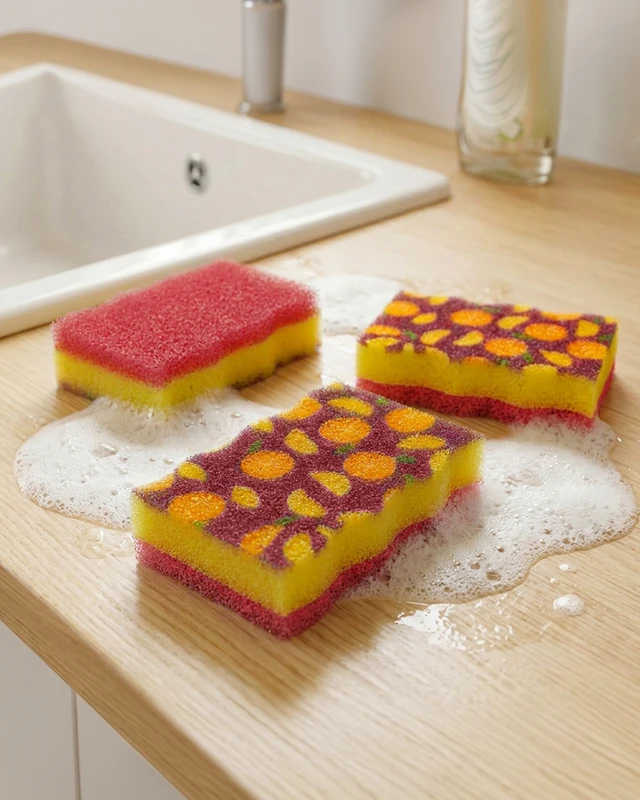Губки для мытья посуды, BonHome, 3 шт., в ассортименте