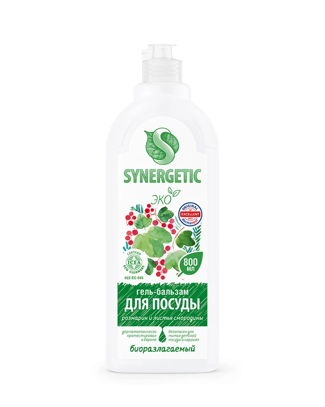 Гель-бальзам для посуды, SYNERGETIC, 800 мл, в ассортименте