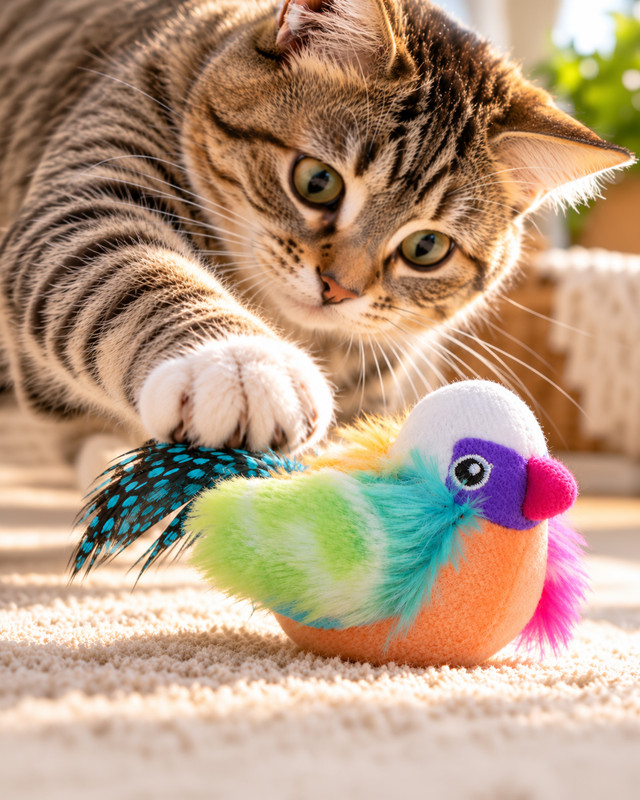 Игрушка для кошек "Птичка со звуком", Pet Club, 10 см, в ассортименте