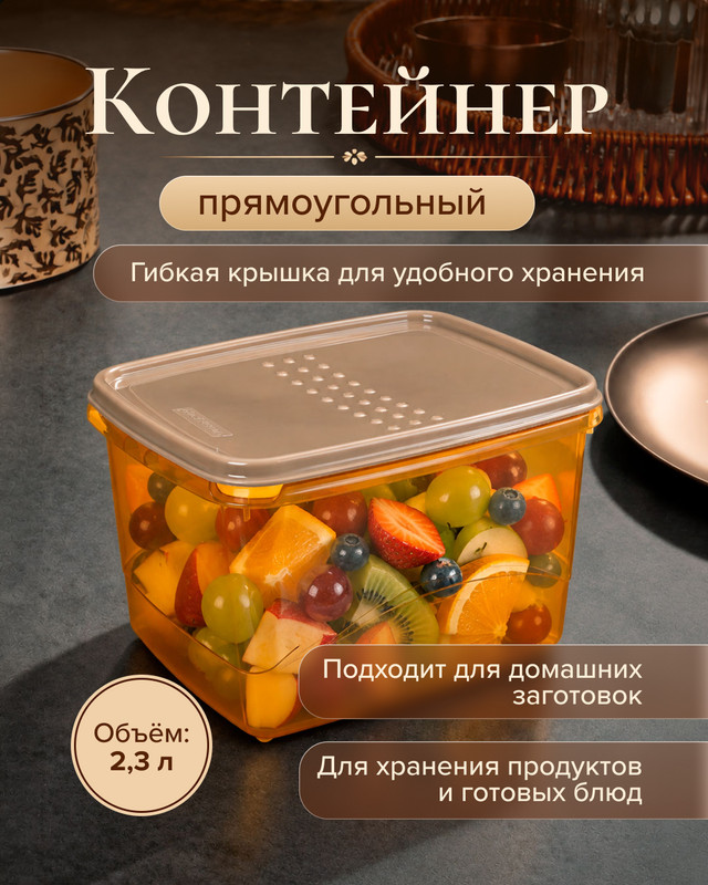 Контейнер прямоугольный, Plast Team, 2,3 л, в ассортименте