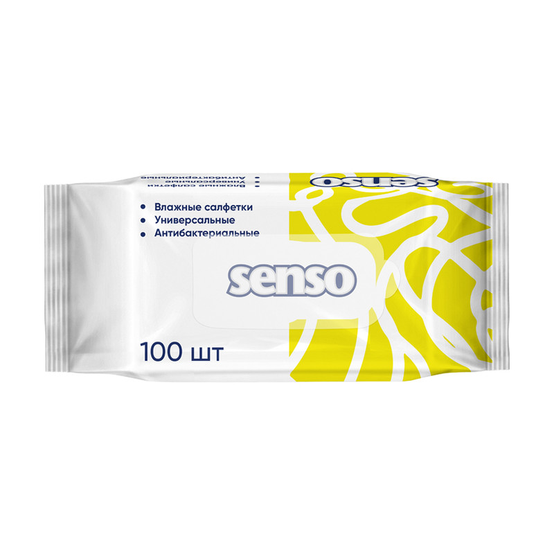 Салфетки влажные, Senso, антибактериальные, 100 шт.