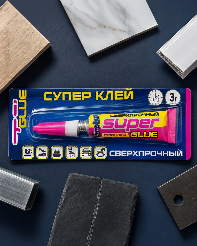 Супер-клей быстродействующий "Super Glue", City Up, 3 г