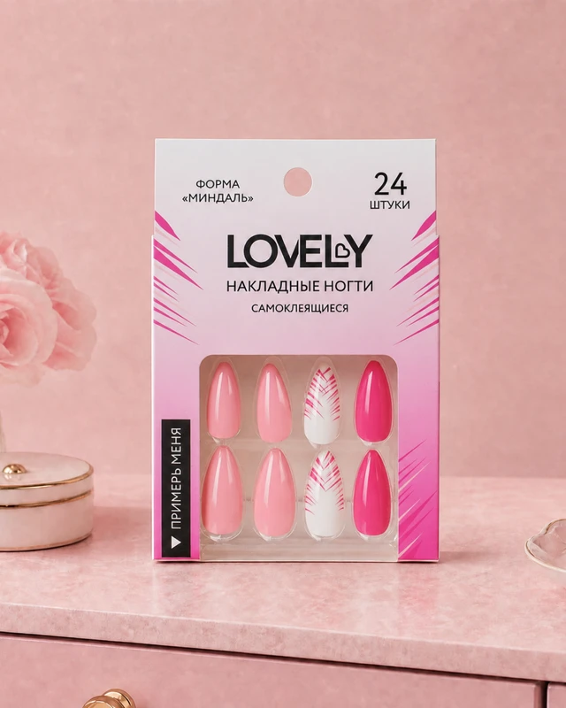 Набор накладных самоклеящихся ногтей, Lovely, 24 шт., в ассортименте