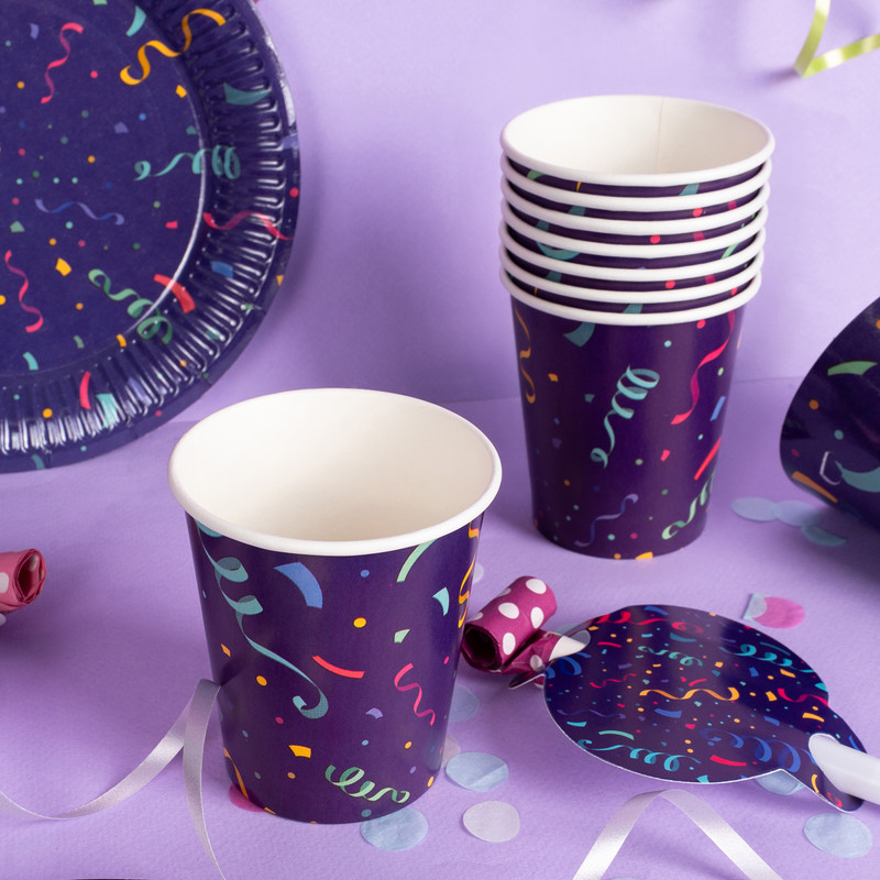 Стаканы бумажные праздничные, PARTY, 8 шт., в ассортименте