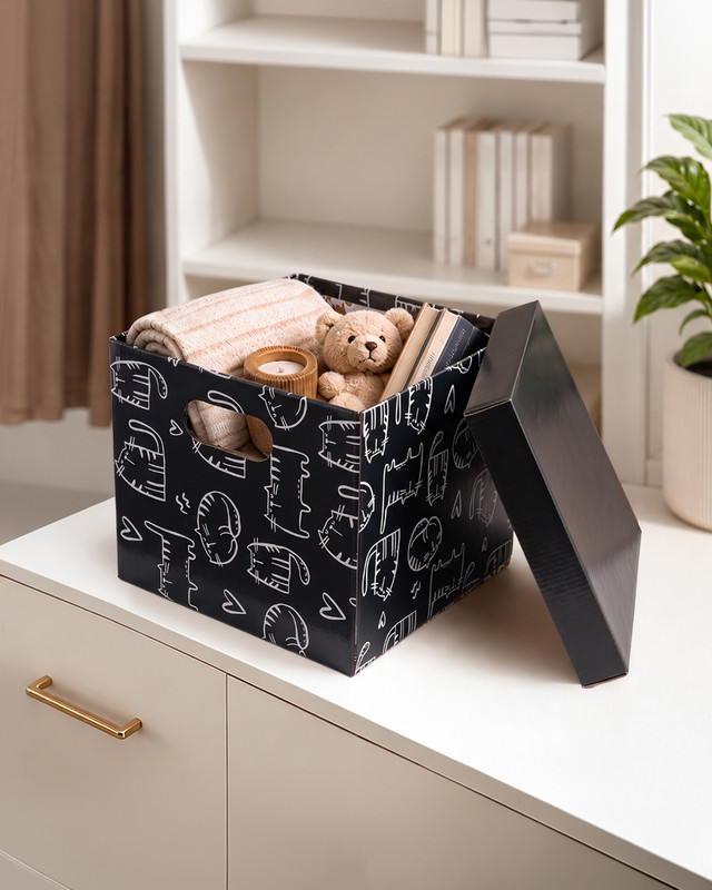 Коробка складная с крышкой, Home Time, 35х26х24 см, в ассортименте
