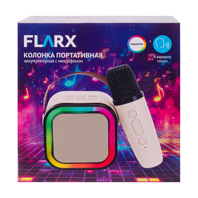 Колонка портативная, аккумуляторная, с микрофоном, FLARX, в ассортименте