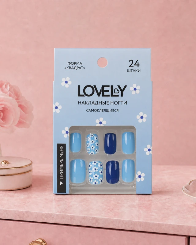 Набор накладных самоклеящихся ногтей, Lovely, 24 шт., в ассортименте