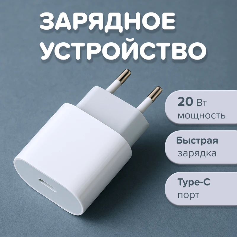 Зарядное устройство, 20 Вт, Type-C, в ассортименте