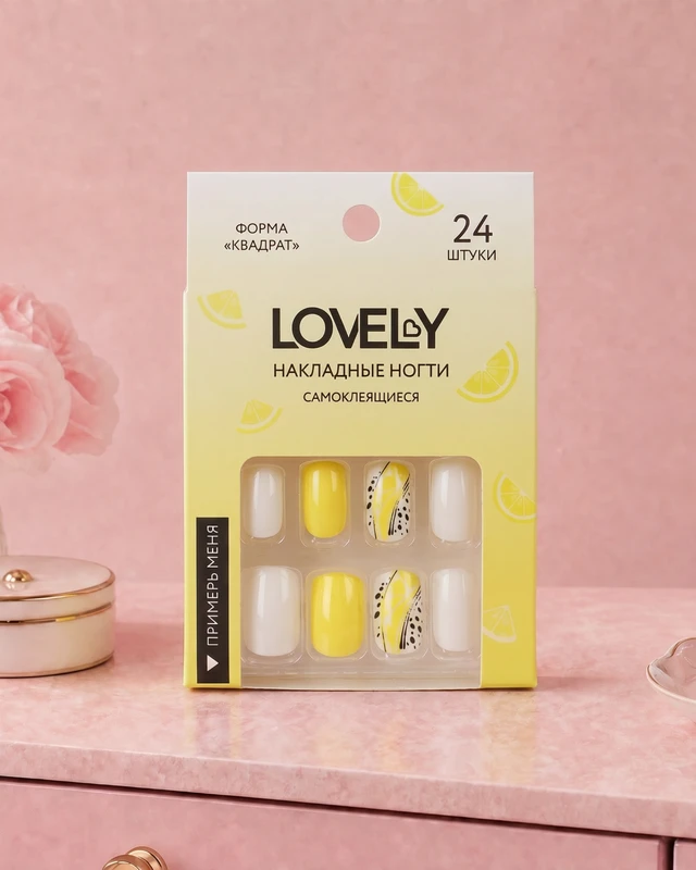 Набор накладных самоклеящихся ногтей, Lovely, 24 шт., в ассортименте