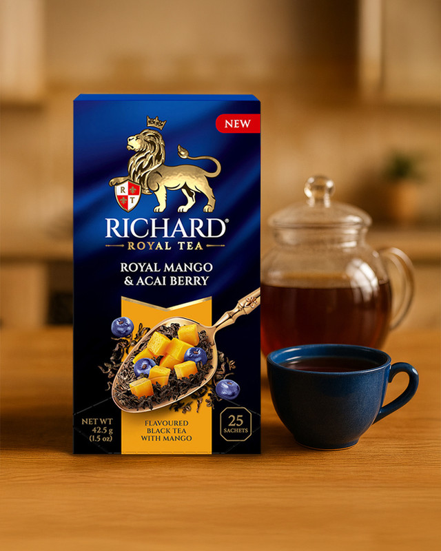 Чай чёрный "Royal mango & Acai berry", RICHARD, манго-асаи, 25 пакетиков, 42,5 г