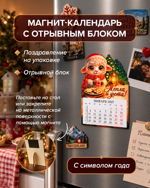 Магнит-календарь с отрывным блоком, в ассортименте