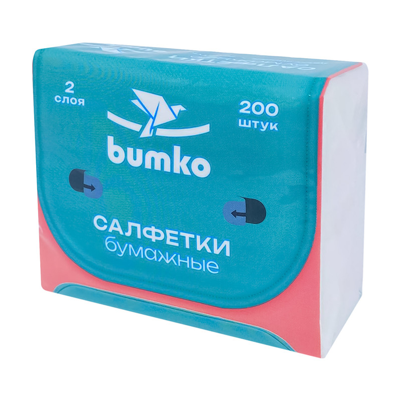 Салфетки бумажные, Bumko, 2 слоя, 200 листов