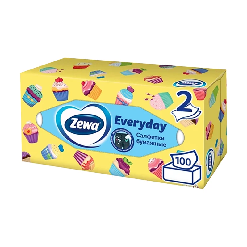 Салфетки бумажные, Zewa Everyday, 2 слоя, 100 шт.