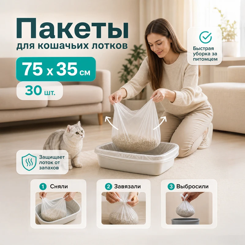 Пакеты для кошачьих лотков, 30 шт.