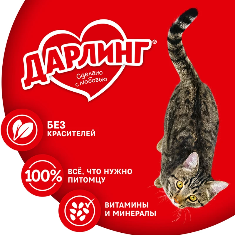 Влажный корм для взрослых кошек, ДАРЛИНГ, с лососем, 75 г