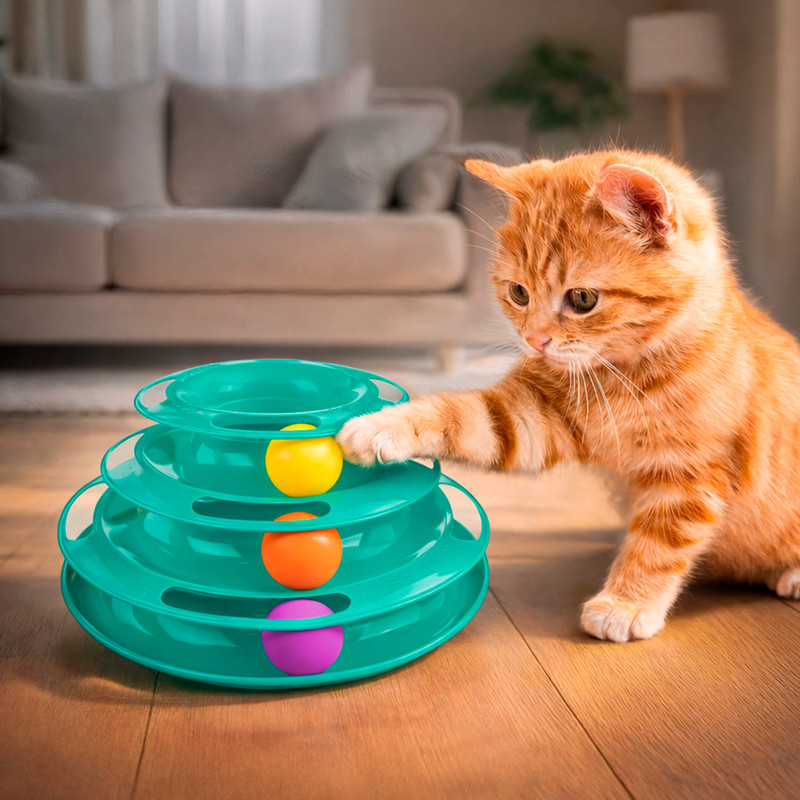 Игрушка для кошек "Лабиринт с шариками", Pet Club, 24х15х13 см, в ассортименте